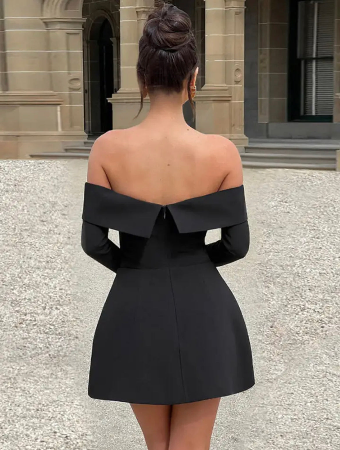 Black Two Pocket Strapless Backless A-line Club Party Sexy Dress