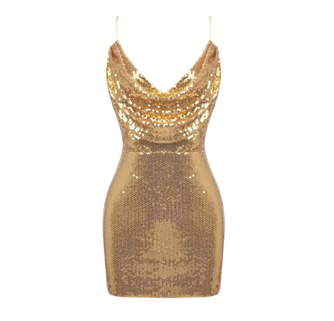 Golden Sequis Hollow Out Design mini Dress