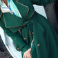 Green solid Color Lace-up Trench Coat