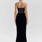 Black Velvet Patchwork Satin Maxi Strapless