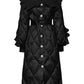 Black solid Color Lace-up Latern Sleeve long coat