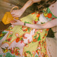 Women Patchwork Printed Strapless Big Swing Linen Sling Maxi Dress