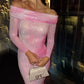 Pink Shaded Diamond slash neck slim fashion party Long dress