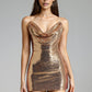 Golden Sequis Hollow Out Design mini Dress