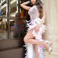 Pink Feather Feather Pearl High Split Dress