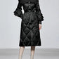 Black solid Color Lace-up Latern Sleeve long coat