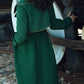 Green solid Color Lace-up Trench Coat