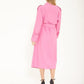 Pink Slim Fit Double-Breasted Winter Dress with Stand Collar"