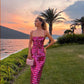 Elegant Sparkling Slim pink Sequin Dress