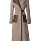 Brown Contrast Color Lace-up Coat