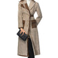 Brown Contrast Color Lace-up Coat