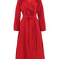 Red Slim Fit Double-Breasted Winter Dress with Stand Collar"