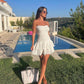 White Cut Out Layered Hem Sexy Dress