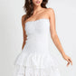 White Cut Out Layered Hem Sexy Dress