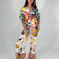 Multicolour New Summer Women Fashion Fancy Fruit Print Shirt With Wide Legs Pant