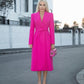 Autumn New Women's Rose Pink Wool Long Jacket