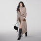 Brown Contrast Color Lace-up Coat