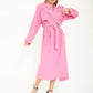 Pink Slim Fit Double-Breasted Winter Dress with Stand Collar"