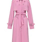 Pink Slim Fit Double-Breasted Winter Dress with Stand Collar"