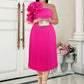 Rose Flower One Shoulder Pleated Party Dress