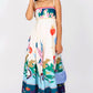 Multicolor Square Collar Sleeveless High Waist Colorblock Dress