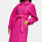 Pink Slim Fit Double-Breasted Winter Dress with Stand Collar"