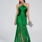 Green "Luxury Backless Green Bodycon Bandage Tassel Dress