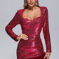 Sequins Full Sleeve fur dress for woman