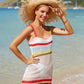 White Hollow out Bikini Crochet Rainbow Mini Beach Dress