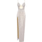 Silver Glitter Luxury Rhinestones Cocktail Dress