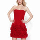 Red 3D flower backless strapless Dress
