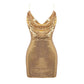 Golden Sequis Hollow Out Design mini Dress