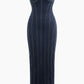 Denim Strapless Maxi Seamless Zipper Slit Dress