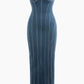 Denim Strapless Maxi Seamless Zipper Slit Dress