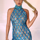 SEQUIN CRYSTAL MINI DRESS IN BLUE
