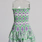 Green Cutwork Hollow Out Printing Dresses For Women