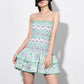 Green Cutwork Hollow Out Printing Dresses For Women