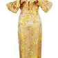 Yellow Elegant Puff Sleeves Sexy Midi Evening Dress