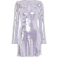 Lavender sequin hollow out lace up sexy fashion lady mini dress