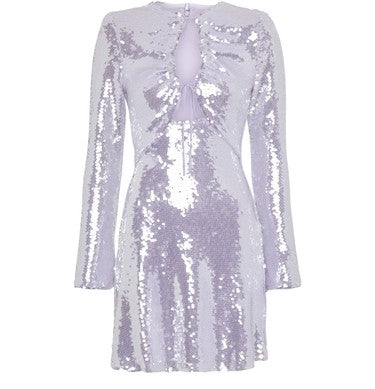 Lavender sequin hollow out lace up sexy fashion lady mini dress