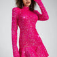 Pink Sequin full sleeves radiates luxury Dress