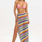 Multicolour Bikini Rainbow Beach Side Slit Tassel Long Straight Skirt