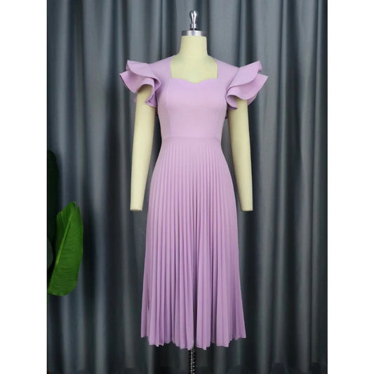 Purple Square Neck Dress Elegant Temperament Casual Plus size Dress