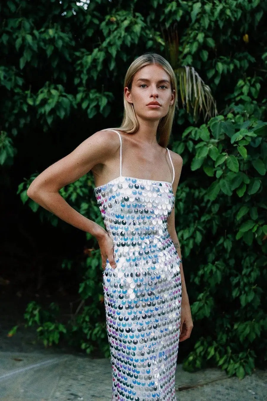 Elegant Sparkling Slim monochromatic Sequin Dress