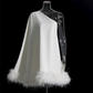 White One Shoulder Long Sleeve Feather Loose Mini Dress