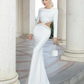 White Long Sleeve Open Back Hollow Diamond Luxury Tight Long Dress