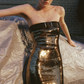 Golden Strapless Luxury Sequin Belt Non slip Tight Long Dress