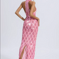 Pink Sequin Crystal Mini Dress