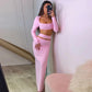 Two-Piece Long-Sleeved Cut-Out Sexy Celebrity Party Set