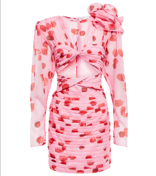 Blush Pink Printed cutout georgette Dress